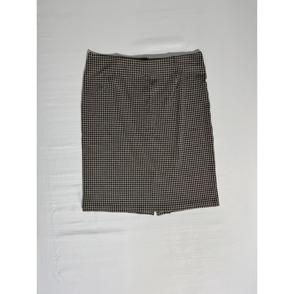 Nordstrom Rack Black + Taupe Check Midi Skirt | Size X-Large